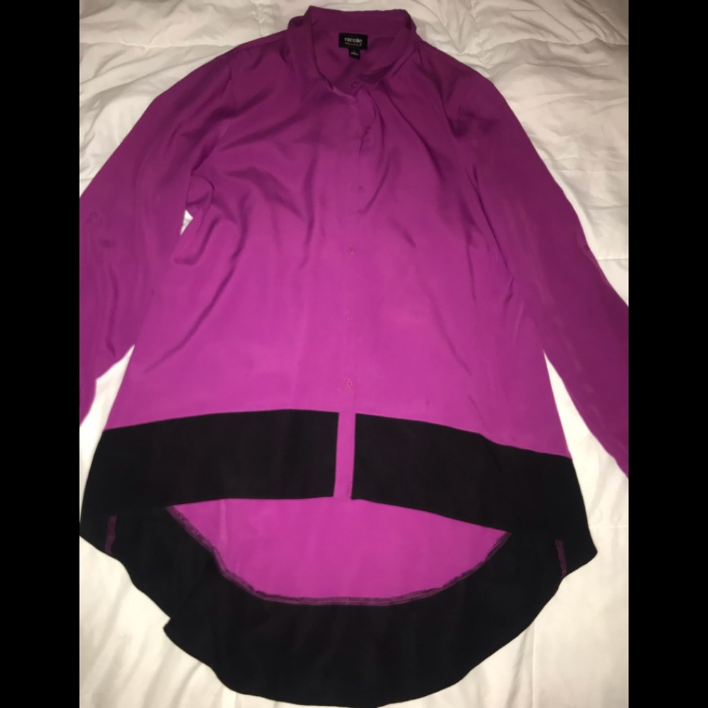 Purple High Low Button Up